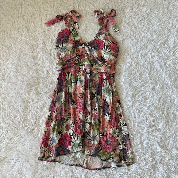 NWT Agua Bendita Pacifico Sierra Java Floral Shoulder Tie Mini Dress Size L - Picture 6 of 8